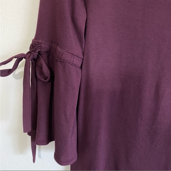 WHBM 3/4th bell sleeves maroon top drawstring details work business wear sz XS - Picture 6 of 9